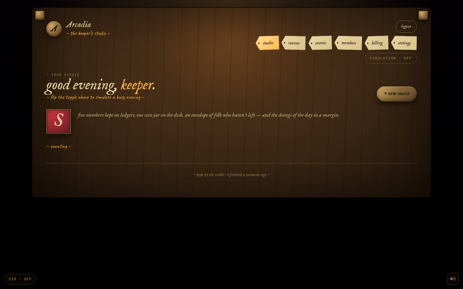Creator studio in the midnight-scriptorium design system